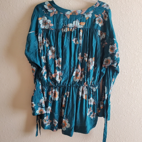 Free People Tuscan Dream floral blue boho tunic - Picture 9 of 10